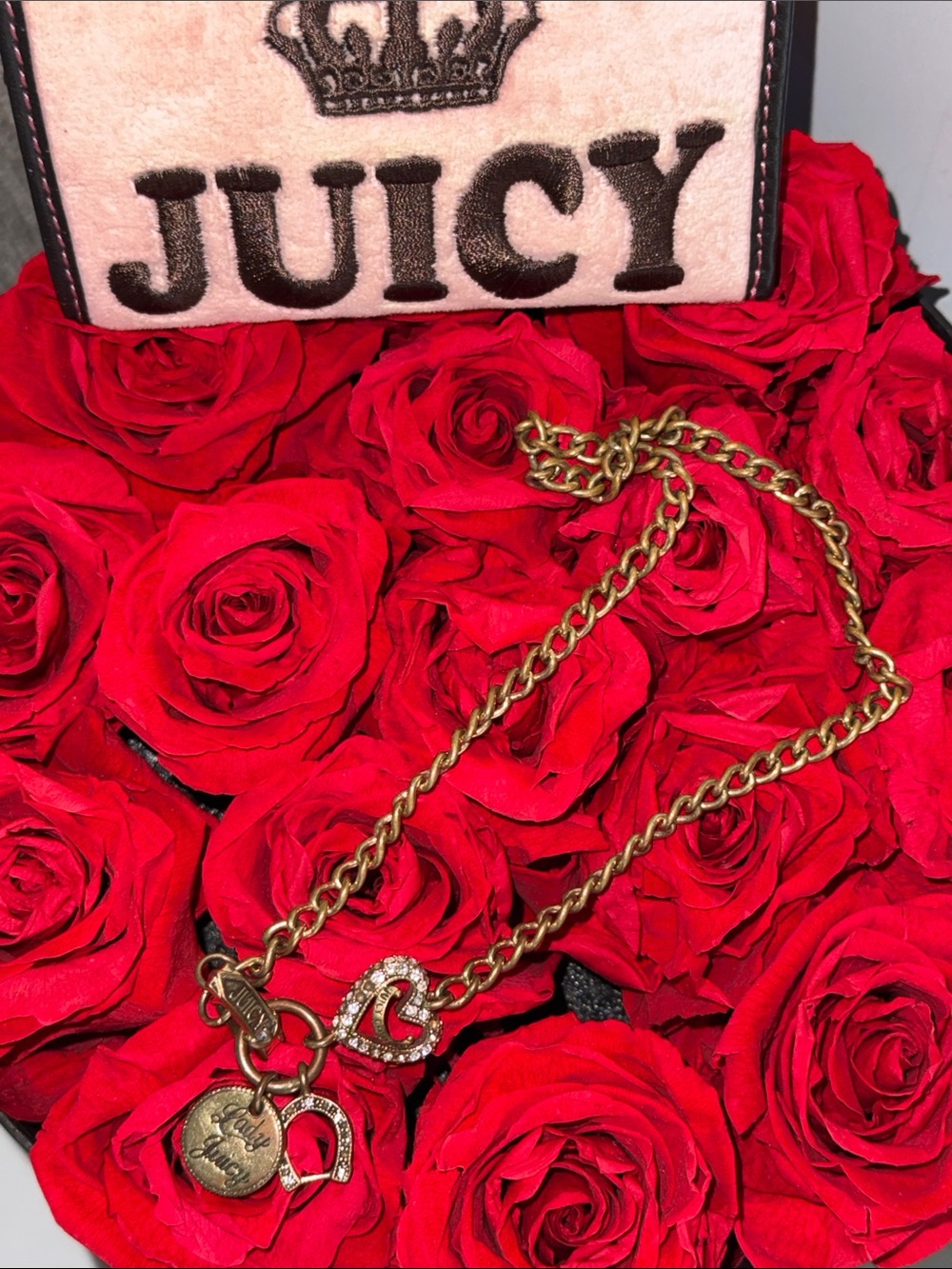 ✨Juicy Couture✨
Vintage Gold Heart Charm Chain Necklace with Pavé Accent